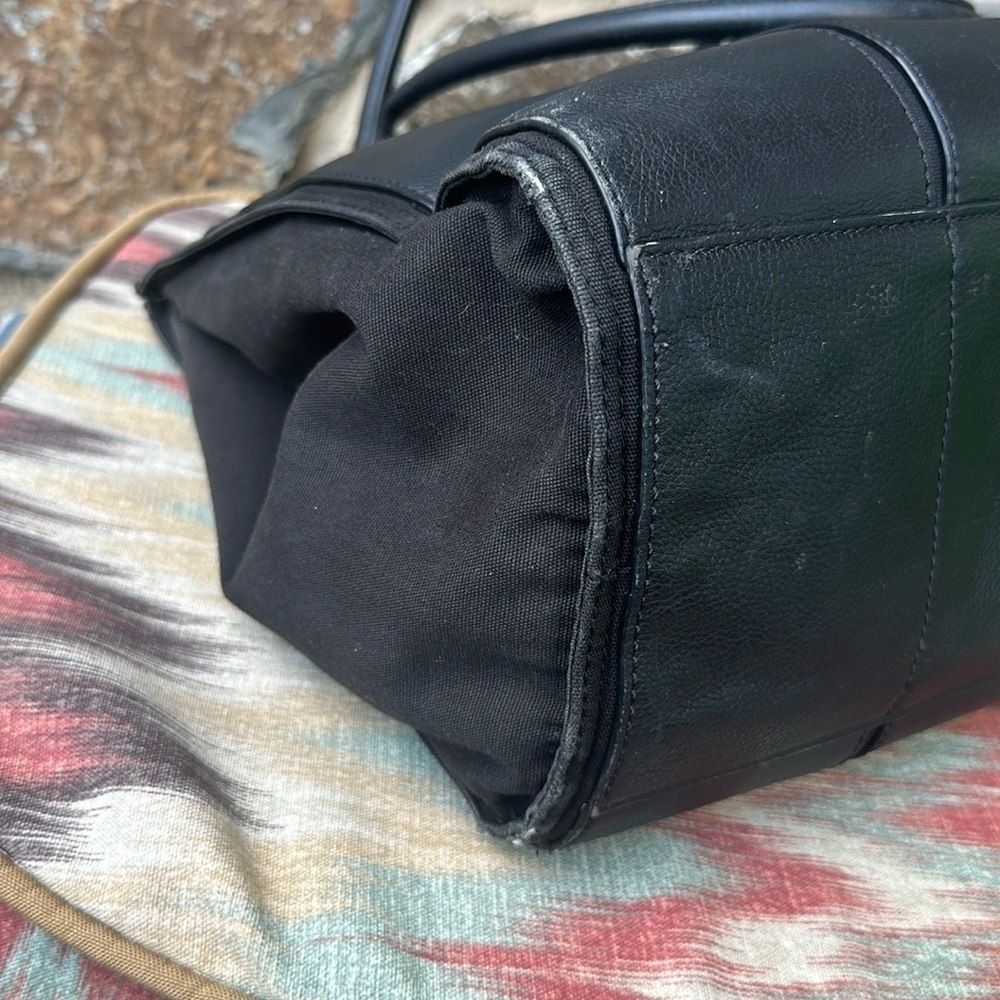 Tory Burch Ella Canvas Black Leather Tote Large Laptop Work Bag - Picture 7 of 9
